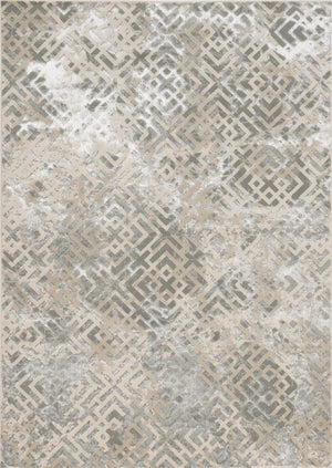 HomeRoots 7' Contemporary Sand and Light Blue Geometric Area Rug for Modern Living Spaces and Durability 6' X 9' 354142