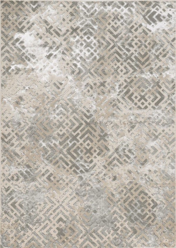 HomeRoots 7' Contemporary Sand and Light Blue Geometric Area Rug for Modern Living Spaces and Durability 6' X 9' 354142