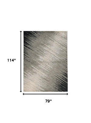 Homeroots 7' X 10' Silver Grey Machine Woven Abstract Brushstroke Indoor Area Rug  Polyester 354143