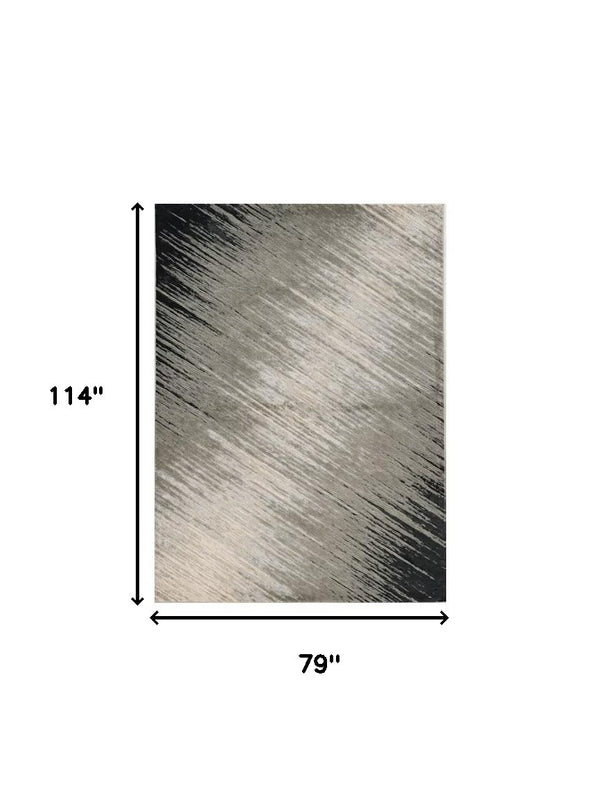 Homeroots 7' X 10' Silver Grey Machine Woven Abstract Brushstroke Indoor Area Rug  Polyester 354143