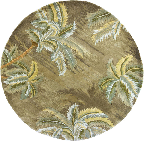 Homeroots 5' Moss Green Round Wool Hand Tufted Area Rug  Wool 354144