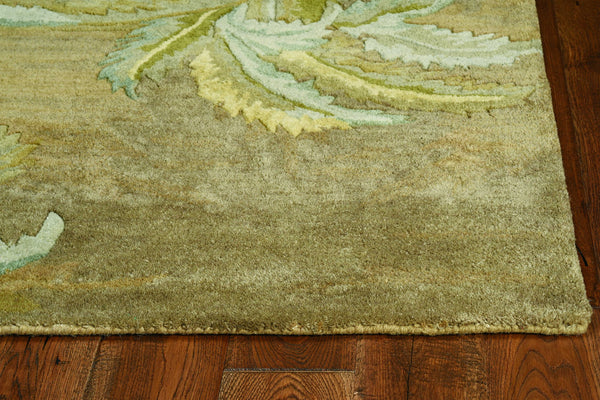 Homeroots 5' Moss Green Round Wool Hand Tufted Area Rug  Wool 354144