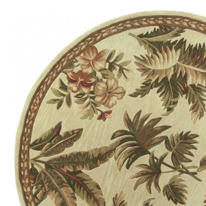 Homeroots 5' Round  Wool Ivory  Area Rug  Wool 354148