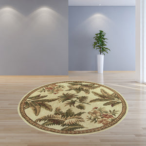 Homeroots 5' Round  Wool Ivory  Area Rug  Wool 354148