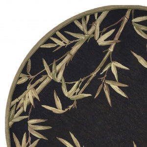 Homeroots 5' Black Round Wool Hand Tufted Area Rug  Wool 354152