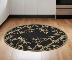 Homeroots 5' Black Round Wool Hand Tufted Area Rug  Wool 354152