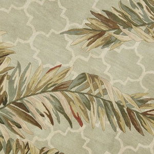HomeRoots 5' Hand-Tufted Wool Area Rug in Sage Taupe & Green Botanical Design for Elegant Living Spaces 6' Round 354155