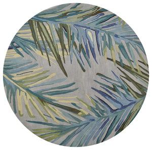 Homeroots 6' Blue And Gray Round Wool Hand Tufted Area Rug  Wool 354157