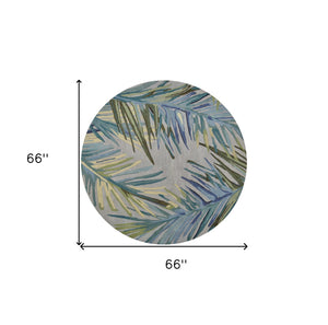 Homeroots 6' Blue And Gray Round Wool Hand Tufted Area Rug  Wool 354157