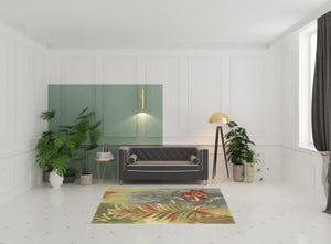 HomeRoots 5' Tropical Botanical Hand-Tufted Wool Area Rug in Blue and Green - Plush Comfort & Style 5' Round 354158