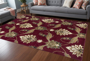 Homeroots 7' X 10' Red Area Rug  Polypropylene 354167