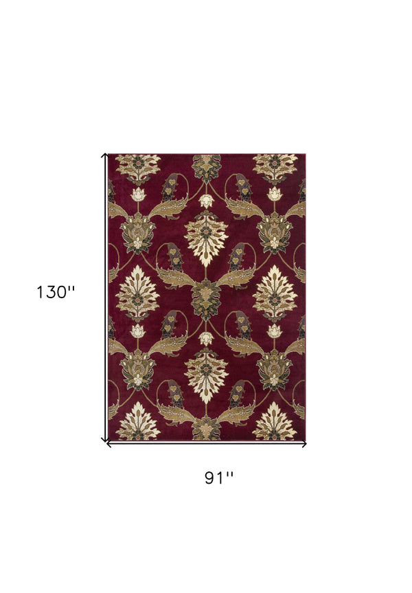 Homeroots 7' X 10' Red Area Rug  Polypropylene 354167