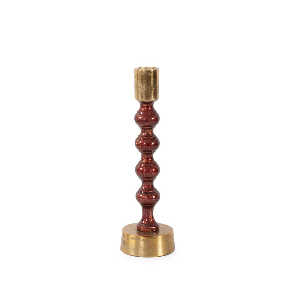 Howard Elliott Sharma Crimson Gold Rounded Candlestick - Bold Elegance With Dynamic Energy For Your Home Decor Red Aluminum 35418-howard-elliott