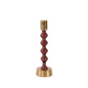 Howard Elliott Sharma Crimson Gold Rounded Candlestick - Bold Elegance With Dynamic Energy For Your Home Decor Red Aluminum 35417-howard-elliott