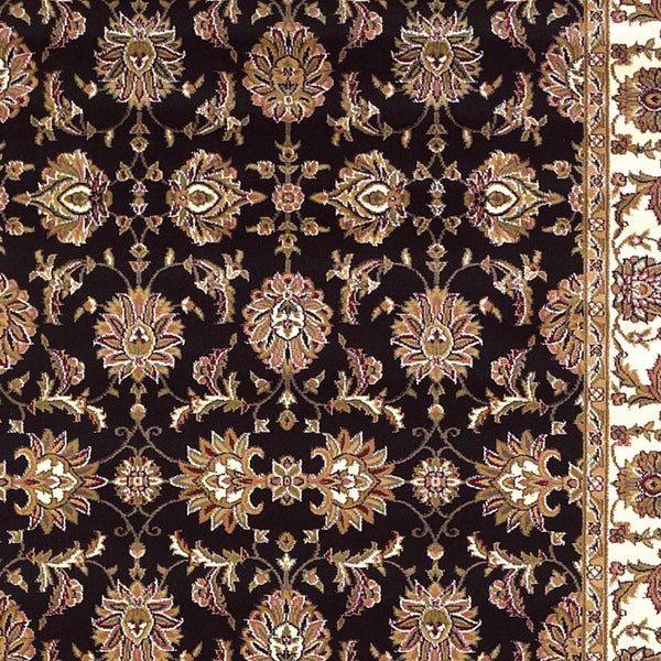 Homeroots 8' X 11' Black Ivory Machine Woven Floral Traditional Indoor Area Rug  Polypropylene 354175