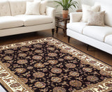 Homeroots 8' X 11' Black Ivory Machine Woven Floral Traditional Indoor Area Rug  Polypropylene 354175