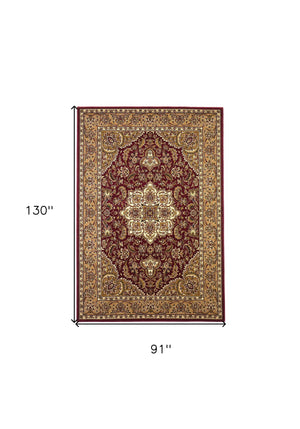 Homeroots 7' X 10'  Polypropylene Red Or  Beige Area Rug  Polypropylene 354178