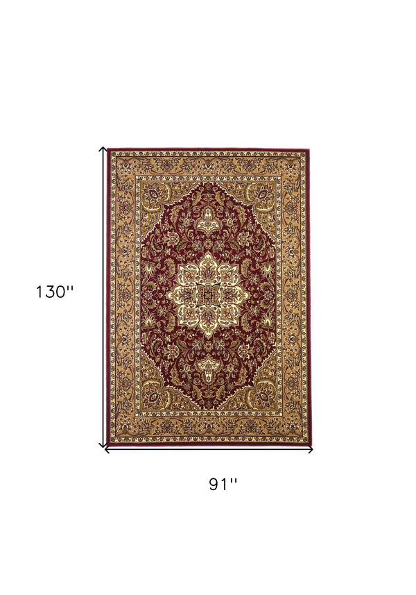 Homeroots 7' X 10'  Polypropylene Red Or  Beige Area Rug  Polypropylene 354178