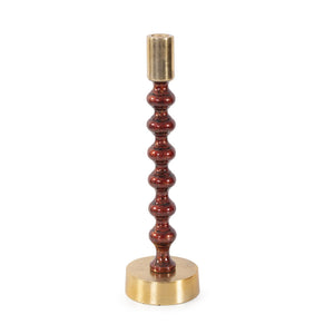 Howard Elliott Sharma Crimson Gold Rounded Candlestick - Bold Elegance With Dynamic Energy For Your Home Decor Red Aluminum 35418-howard-elliott