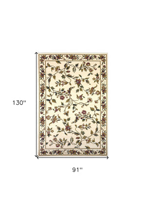 Homeroots 8' X 11' Ivory Machine Woven Floral Vines Indoor Area Rug  Polypropylene 354181