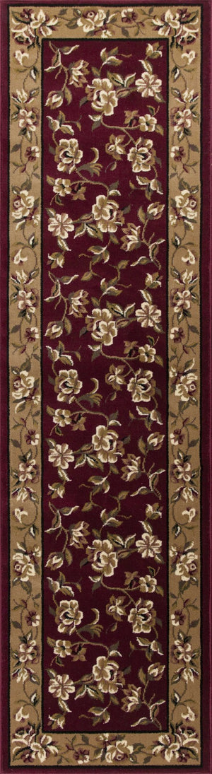 HomeRoots 10' Traditional Red and Beige Floral Vines Area Rug for Living Rooms - Durable, Elegant Design 8" x 11" 354184
