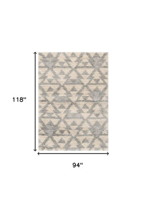 HomeRoots 8' Modern Ivory and Gray Geometric Area Rug for Stylish Living Spaces - Durable, Easy-Care Design 8' X 10' 354195