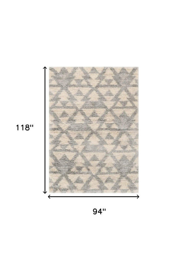 HomeRoots 8' Modern Ivory and Gray Geometric Area Rug for Stylish Living Spaces - Durable, Easy-Care Design 8' X 10' 354195