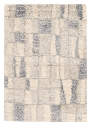 HomeRoots 9' Ivory and Blue Abstract Geometric Area Rug – Modern Elegance for Large Spaces, Durable Comfort 7' X 9' 354196