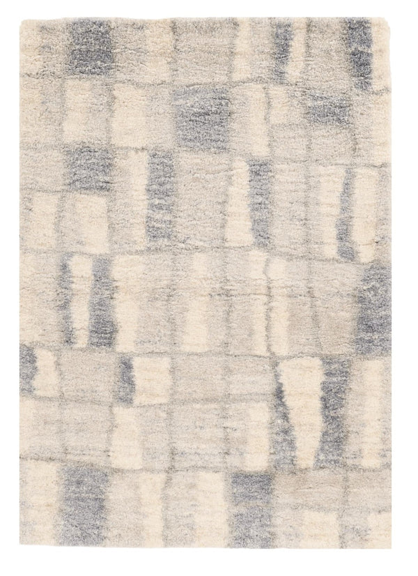 HomeRoots 9' Ivory and Blue Abstract Geometric Area Rug – Modern Elegance for Large Spaces, Durable Comfort 7' X 9' 354196