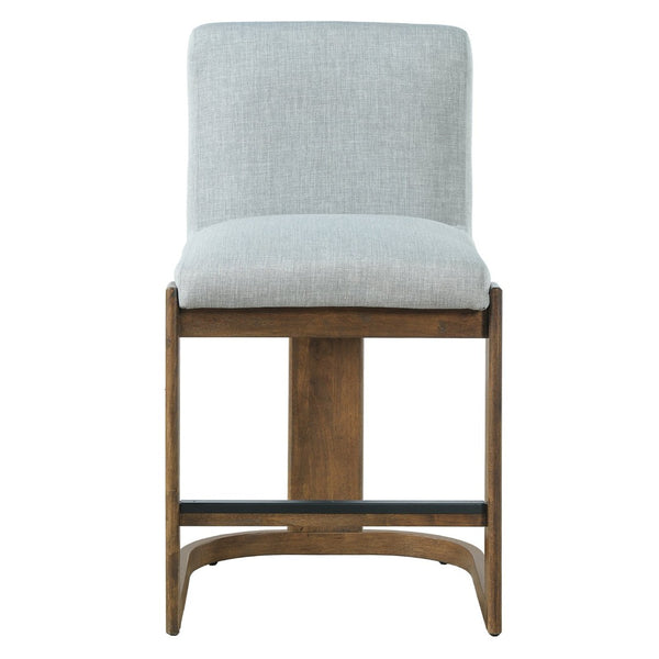 English Elm Modern Linen Upholstered Counter Stools Set of 2 with Rubberwood Legs for Kitchen Island Light Grey,Walnut N762P395711G