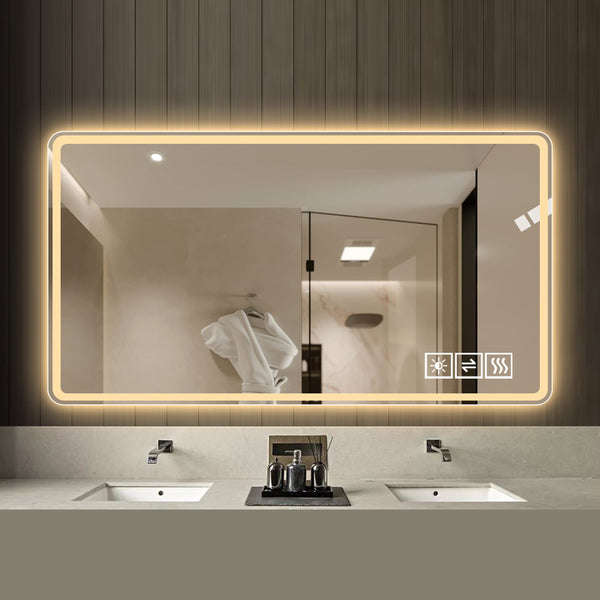 English Elm 48*32 Anti-Fog LED Bathroom Mirror with Explosion-Proof Glass, 3-Color Touch Dimmable Lighted Vanity W2709P179149