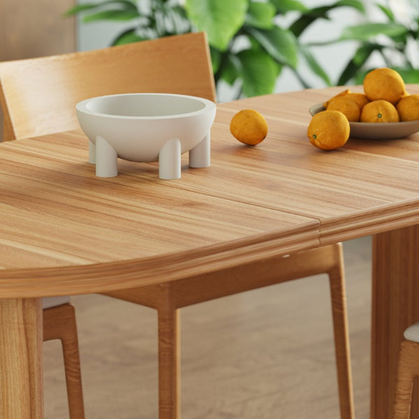 English Elm 55.11"-70.86" Extendable Dining Table with Sculpted Striped Legs Seats Six in Modern Style Natural Walnut W757P411752