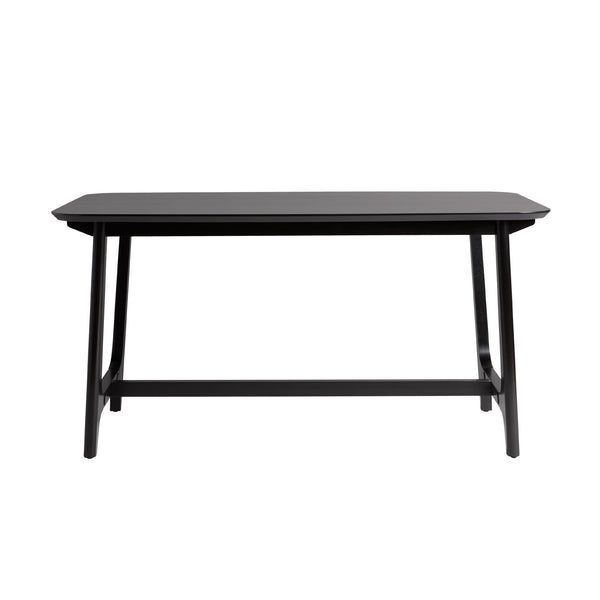 English Elm Walker Edison - Mid-Century 10015" Modern Dining Table with Trestle Base, Black Ash Veneer, Seats 4-6, Durable Design Black 65.25 L x 40.25 W x 5.5 H B185P169136