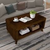 English Elm Rectangular Living Room Coffee Table Set, 3-Piece Living Room Table Set With Solid Wood Legs, 1 Coffee Table and 2 End Table, Wood Center Table Tea Table Set .Easy Assembly, Walnut