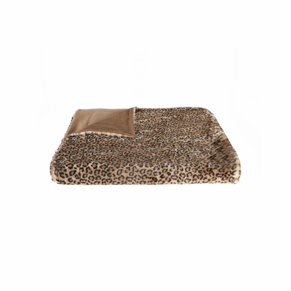 Homeroots 50" X 70" Brown And Black Faux Fur Leopard Plush Throw Blanket  Faux Fur 354555