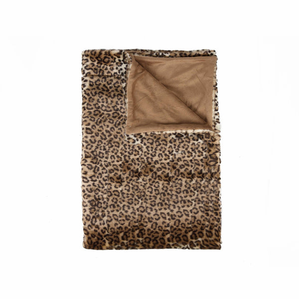 Homeroots 50" X 70" Brown And Black Faux Fur Leopard Plush Throw Blanket  Faux Fur 354555