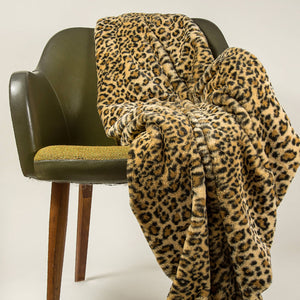 Homeroots 50" X 70" Brown And Black Faux Fur Leopard Plush Throw Blanket  Faux Fur 354555