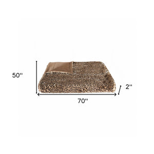 Homeroots 50" X 70" Brown And Black Faux Fur Leopard Plush Throw Blanket  Faux Fur 354555