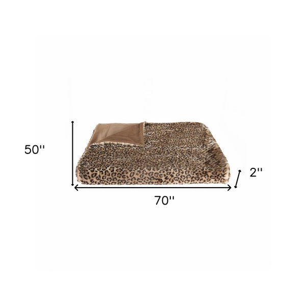 Homeroots 50" X 70" Brown And Black Faux Fur Leopard Plush Throw Blanket  Faux Fur 354555