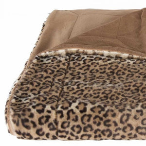 Homeroots 50" X 70" Brown And Black Faux Fur Leopard Plush Throw Blanket  Faux Fur 354555