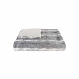 Homeroots 50" X 70" Gray And White Faux Fur Striped Plush Throw Blanket  Faux Fur 354556