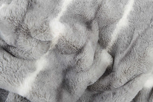 Homeroots 50" X 70" Gray And White Faux Fur Striped Plush Throw Blanket  Faux Fur 354556