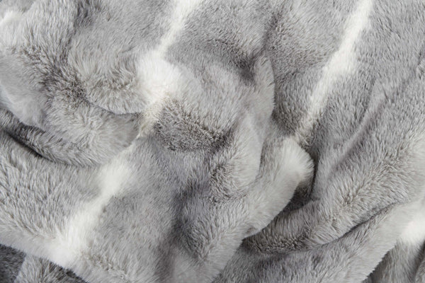 Homeroots 50" X 70" Gray And White Faux Fur Striped Plush Throw Blanket  Faux Fur 354556
