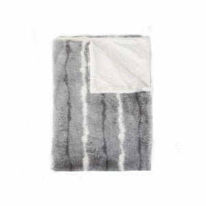 Homeroots 50" X 70" Gray And White Faux Fur Striped Plush Throw Blanket  Faux Fur 354556