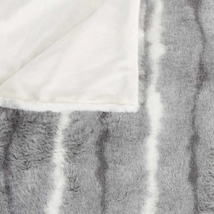 Homeroots 50" X 70" Gray And White Faux Fur Striped Plush Throw Blanket  Faux Fur 354556
