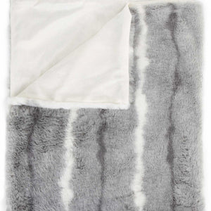 Homeroots 50" X 70" Gray And White Faux Fur Striped Plush Throw Blanket  Faux Fur 354556