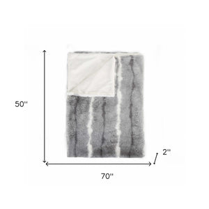 Homeroots 50" X 70" Gray And White Faux Fur Striped Plush Throw Blanket  Faux Fur 354556