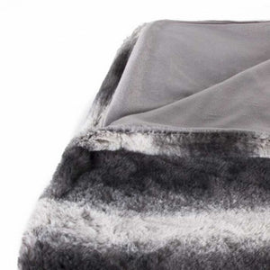 Homeroots 50" X 70" Gray And White Faux Fur Striped Plush Throw Blanket  Faux Fur 354557