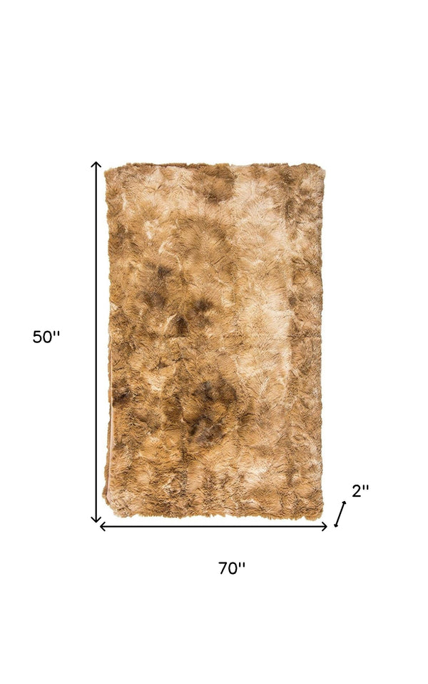Homeroots 50" X 70" Taupe And Ivory Faux Fur Plush Throw Blanket  Faux Fur 354558