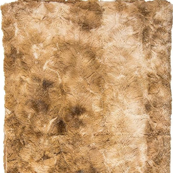 Homeroots 50" X 70" Taupe And Ivory Faux Fur Plush Throw Blanket  Faux Fur 354558
